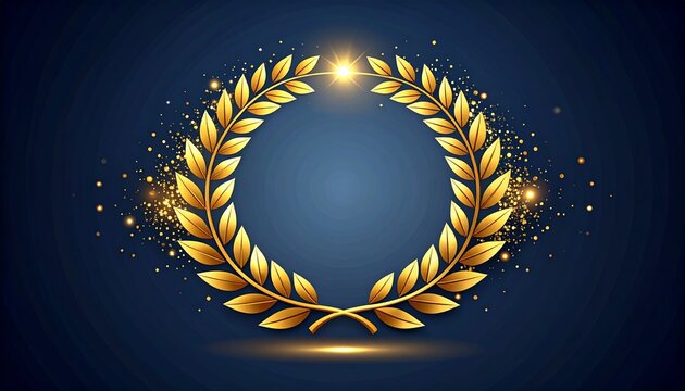 Golden Laurel Wreath. An elegant and clean illustration of a classic golden laurel wreath, a symbol of victory and honor since ancient times.
