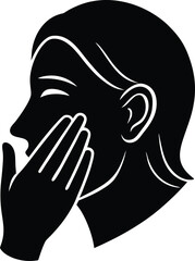 Covering Mouth Shock Silhouette Vector Art Illustration