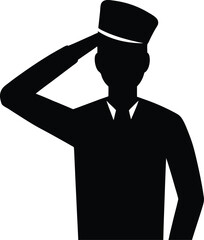 Salute Gesture Silhouette Vector Art Illustration