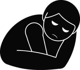 Sleeping Pose Head Resting On Hand Silhouette Vector Art Illustration