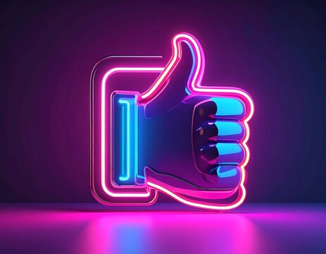 Neon thumbs up sign - Powered by Adobe
