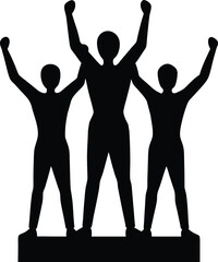 Team Victory Pose Silhouette Vector Art Illustration