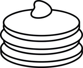 Simple Black and White Icon of a Stack of Pancakes with Butter