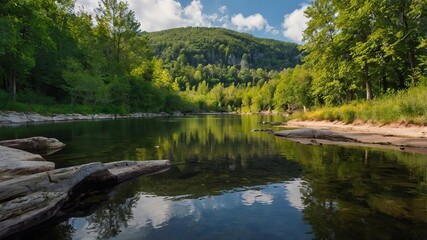 lake and mountains