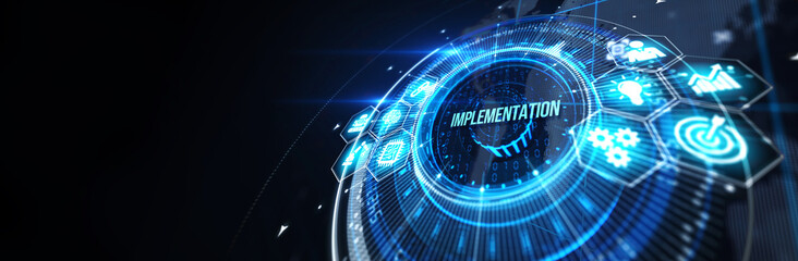 IMPLEMENTATION, web technology concept. Business, Technology, Internet and network concept. 3d illustration