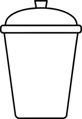 Simple Line Art Icon of a Disposable Coffee Cup with Lid and Handle