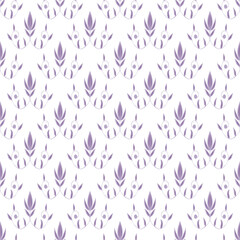 Seamless floral pattern with purple ornamental leaves