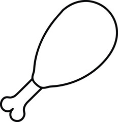 Simple Line Art Illustration of a Chicken Leg on a White Background