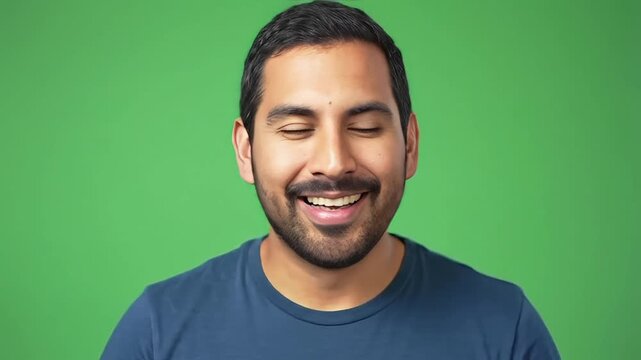 Man looking shocked and surprised with hands on face against bright green screen, reacting to startling news or unexpected reveal moment