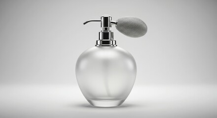 Elegant frosted glass perfume bottle with silver atomizer