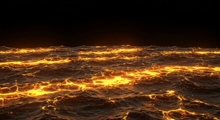 Fiery molten lava waves against a dark background