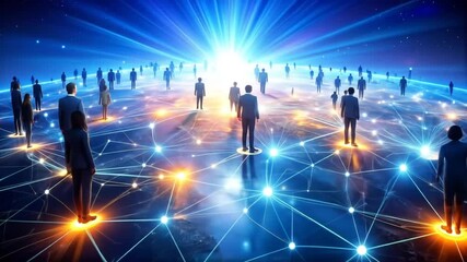 Global network of interconnected people in a digital world with futuristic communication, sharing, - Powered by Adobe