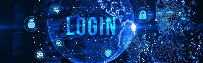 Concept of login. Business, Technology, Internet and network concept. 3d illustration