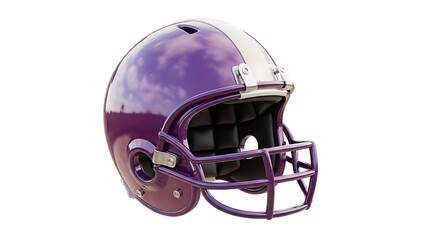 Fototapeta premium Purple and white American football helmet on a white background