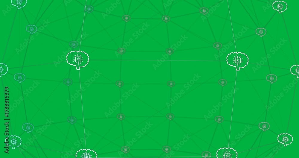 Wall mural animation of ai chat network of connections on transparent background