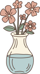 Vase of Pastel Flowers: Retro Botanical Illustration