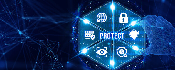 Cyber security data protection business technology privacy concept. . 3d illustration