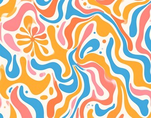 Abstract pattern with swirling lines and blots in pastel colors