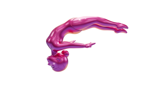 Metallic pink figure in a gymnastic pose gymnastics