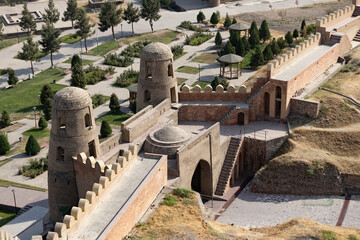 Hisor Fortress aerial view, historical landmark in Tajikistan