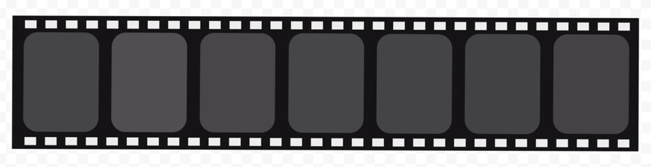 Vintage filmstrip roll frame, vector photo background, old grunge movie film long strip, video or movie filmstrip overlay, transparent film frame, cinema, photograph camera film strip