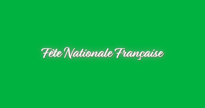 Animation of bastille day text in white letters over transparent background