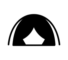 black silhouette of a camping tent. camping icon vector illustration