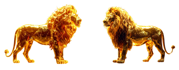  set of Stylized Golden Lion Full Body Illustration