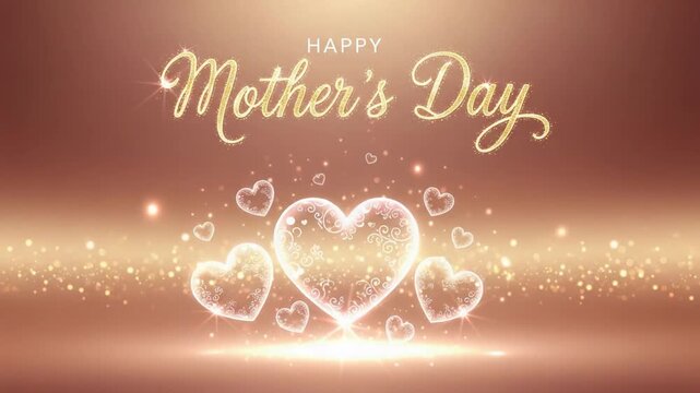 Happy Mothers Day Glowing Hearts Background