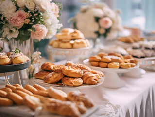 An elegant display of assorted pastries and sweets on a beautifully arranged table.