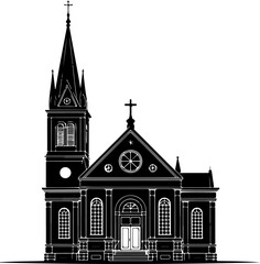 church building black silhouette Vector
