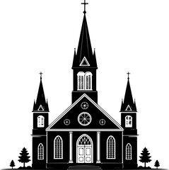 Fototapeta premium church building black silhouette Vector