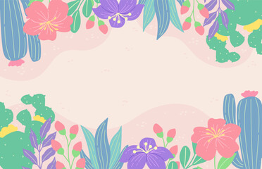 Colorful Spring Frame with Beautiful Flowers Illustration. Perfect for seasonal designs, invitations, or decorative artwork.