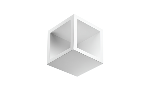White hollow cube, 3D rendering