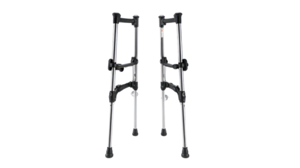 Pair of adjustable forearm crutches isolated on transparent background