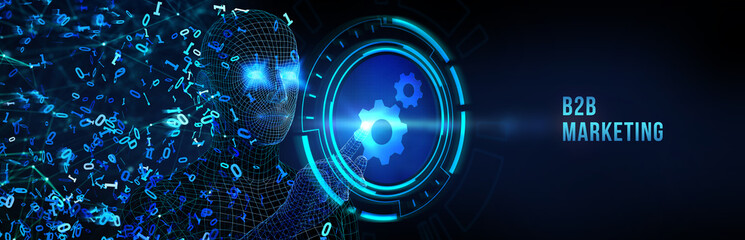 Business, Technology, Internet and network concept. B2B Business company commerce technology marketing concept. . 3d illustration