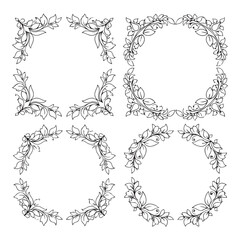 Cut  floral square frame silhouette template design vector art illustration