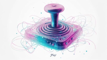 Experience the future of gaming with this vibrant, abstract wireframe joystick, a dynamic representation of digital play and virtual worlds.
