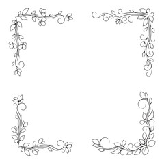 Cut  floral square frame silhouette template design vector art illustration