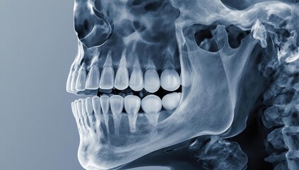 X-ray image of a human jaw and teeth