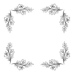 Cut  floral square frame silhouette template design vector art illustration