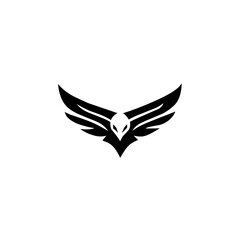 A sleek, modern black and white vector design featuring a stylized eagle or bird of prey with wings spread, symbolizing strength and agility.