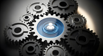 Gears and Human Icon Concept
