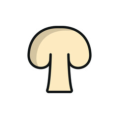 Mushroom icon in color with line for fungi, cooking, and organic visuals.