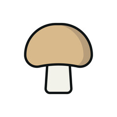 Mushroom icon in outlined color for vegan, healthy, and plant projects.