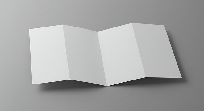 Blank brochure mockup with four panels on gray background