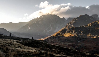 Majestic mountain range at sunset