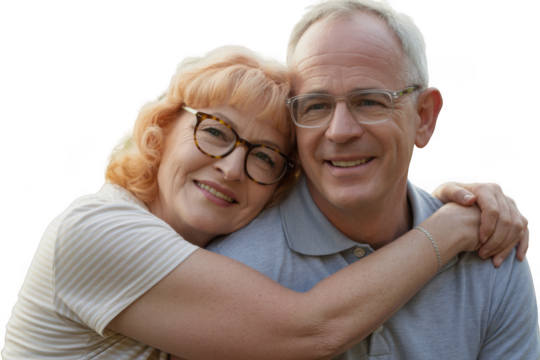 Heartwarming portrait of a happy elderly couple embracing with love and affection transparent background - Powered by Adobe