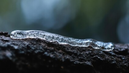 Translucent, gelatinous substance on a weathered wooden branch