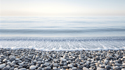 Gentle Wave Lapping at Smooth Pebbles Soft Foam for Coastal Wellness Use